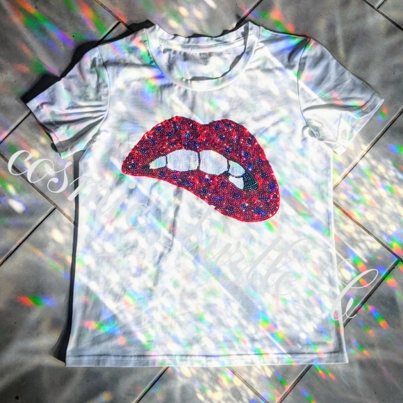 New Sequin Bite my Lip Graphic t-shirt - Picture 3 of 6
